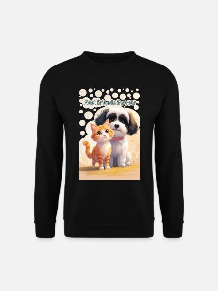 Dog and Cat Animal Children Best Friends Forever - Unisex Sweatshirt - black