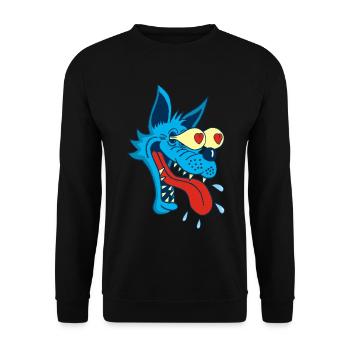 Cartoon Wolf in Love - Unisex Sweatshirt - black - Front - Alina (178cm) & Michal (187cm)