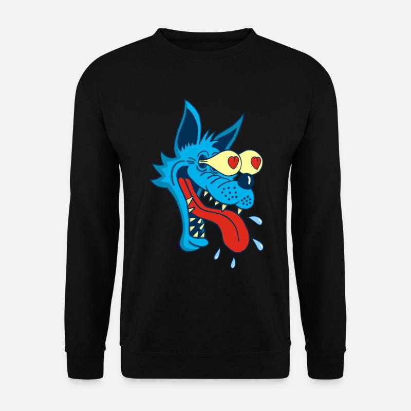 Karikatur Wolf in Liebe - Unisex Pullover - Schwarz