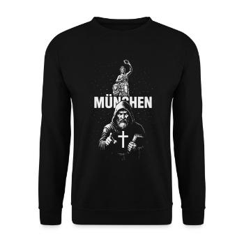 Mönch von München - Unisex Pullover - Schwarz - Vorne - Alina (178cm) & Michal (187cm)