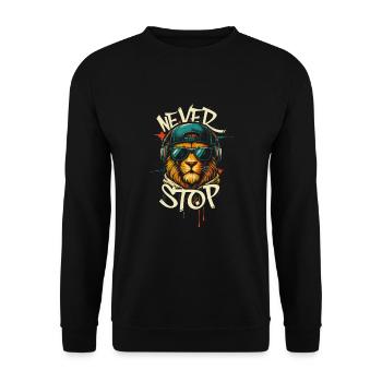 Never Give Up Cat Streetwear Graffiti - Unisex Sweatshirt - black - Front - Alina (178cm) & Michal (187cm)