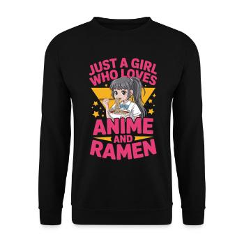 Fille d’anime avec des ramen et du texte - Sweat-shirt Unisexe - noir - Devant - Alina (178cm) & Michal (187cm)