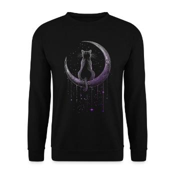 Mystical cat theme in the moonlight - Unisex Sweatshirt - black - Front - Alina (178cm) & Michal (187cm)