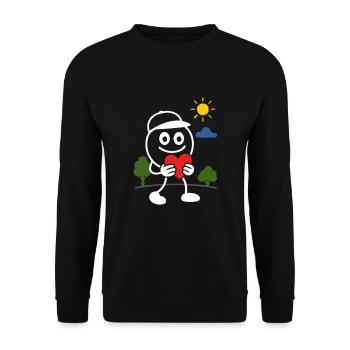 Ribbo with heart – give warmth and joy as a gift - Unisex Sweatshirt - black - Front - Alina (178cm) & Michal (187cm)