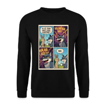  Too Hot Coffee Joke Comic - Funny Gift  - Unisex Sweatshirt - black - Front - Alina (178cm) & Michal (187cm)