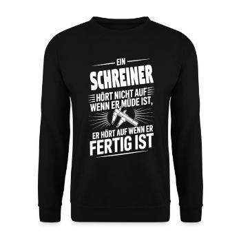 Schreiner Holzwurm der Profi - Unisex Pullover - Schwarz - Vorne - Alina (178cm) & Michal (187cm)