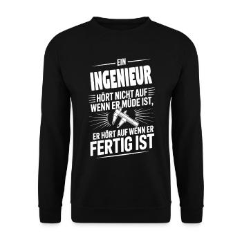 ingenieur hört auf - Unisex Pullover - Schwarz - Vorne - Alina (178cm) & Michal (187cm)