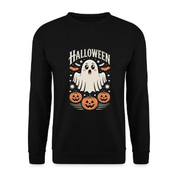 Fantôme effrayant d'Halloween avec des citrouilles - Sweat-shirt Unisexe - noir - Devant - Alina (178cm) & Michal (187cm)