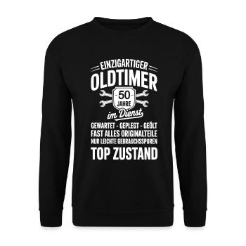 50 years of service - Unisex Sweatshirt - black - Front - Alina (178cm) & Michal (187cm)