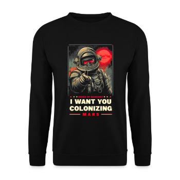 Mars Colonization Promotional Poster - Unisex Sweatshirt - black - Front - Alina (178cm) & Michal (187cm)