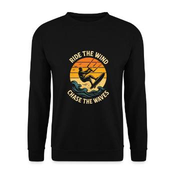 Kitesurfing Lifestyle Waves and Wind Design - Unisex Sweatshirt - black - Front - Alina (178cm) & Michal (187cm)