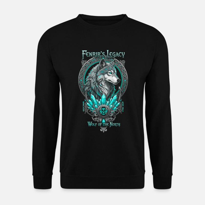 Fenrir Vermächtnis Wolf Nord Kristall Cyan - Unisex Pullover - Schwarz