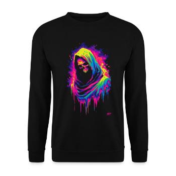 Neon Grim Reaper - Unisex Pullover - Schwarz - Vorne - Alina (178cm) & Michal (187cm)