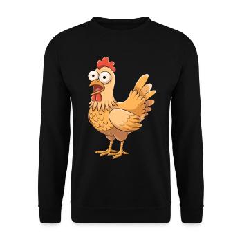 Lustiges Huhn Cartoon Bauernhof Humor - Unisex Pullover - Schwarz - Vorne - Alina (178cm) & Michal (187cm)
