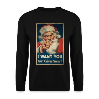 Santa Claus Advertising Poster - Unisex Sweatshirt - black - Front - Alina (178cm) & Michal (187cm)