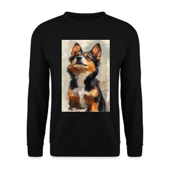 Illustration eines Hundes - Unisex Pullover - Schwarz - Vorne - Alina (178cm) & Michal (187cm)