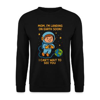 Mom I’m Landing Soon Baby Boy Space Pregnancy  - Unisex Sweatshirt - black - Front - Alina (178cm) & Michal (187cm)