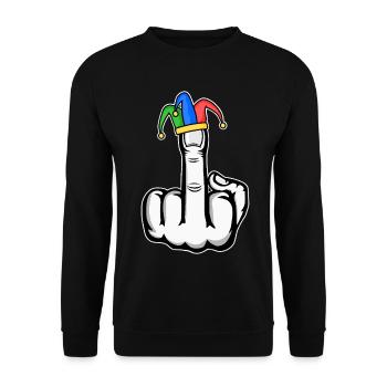Mittelfinger Stingerfinger Karneval - Unisex Pullover - Schwarz - Vorne - Alina (178cm) & Michal (187cm)