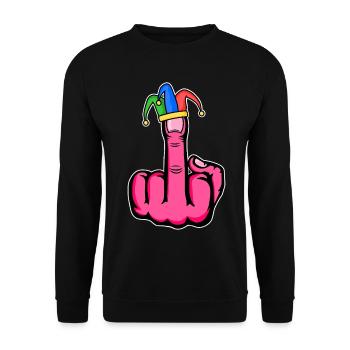 Mittelfinger Stingerfinger Karneval - Unisex Pullover - Schwarz - Vorne - Alina (178cm) & Michal (187cm)