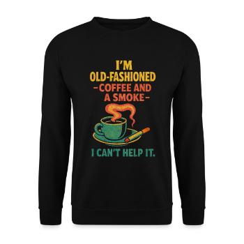 Altmodischer Kaffee und eine Zigarette - Unisex Pullover - Schwarz - Vorne - Alina (178cm) & Michal (187cm)