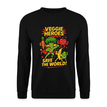 Veggie Heroes für Veganer, Vegetarier und Feinschmecker - Unisex Pullover - Schwarz - Vorne - Alina (178cm) & Michal (187cm)