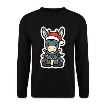 Esel Elfe Weihnachten Winter Xmas Weihnachtsmann - Unisex Pullover - Schwarz - Vorne - Alina (178cm) & Michal (187cm)