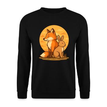 Fuchs und Hase - Unisex Pullover - Schwarz - Vorne - Alina (178cm) & Michal (187cm)