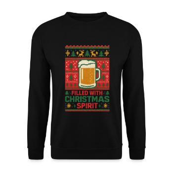 Bierkrug Weihnachtspullover - Unisex Pullover - Schwarz - Vorne - Alina (178cm) & Michal (187cm)