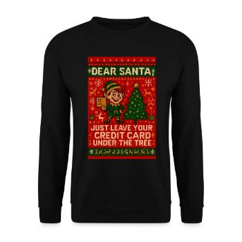 Dear Santa Credit Card Under Tree - Unisex Sweatshirt - black - Front - Alina (178cm) & Michal (187cm)