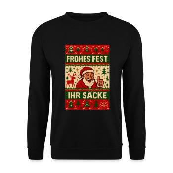 Merry Christmas, you sacks Ugly Christmas - Unisex Sweatshirt - black - Front - Alina (178cm) & Michal (187cm)