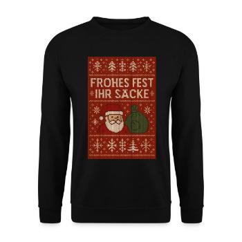 Frohes Fest Ihr Säcke! - Unisex Pullover - Schwarz - Vorne - Alina (178cm) & Michal (187cm)