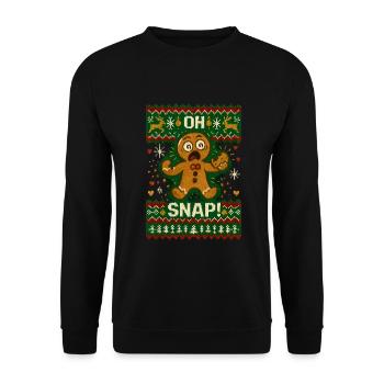 Oh Snap Lebkuchenmann Ugly Christmas - Unisex Pullover - Schwarz - Vorne - Alina (178cm) & Michal (187cm)