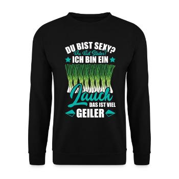 Gym DU BIST STEILER BIN EIN LAUCH DAS IST GEILER - Unisex Pullover - Schwarz - Vorne - Alina (178cm) & Michal (187cm)