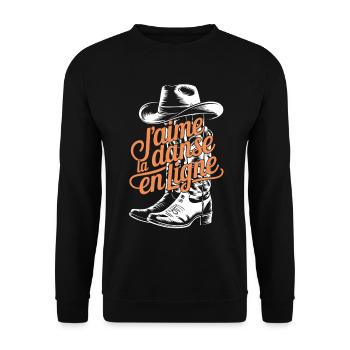 Cowboy Chic Line Dancing - Unisex Sweatshirt - black - Front - Alina (178cm) & Michal (187cm)
