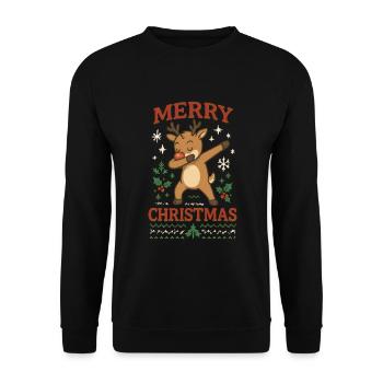 Ugly Christmas Dabbing Rentier Dab - Unisex Pullover - Schwarz - Vorne - Alina (178cm) & Michal (187cm)