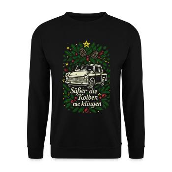 Süßer die Kolben nie klingen - Trabi Weihnacht - Unisex Pullover - Schwarz - Vorne - Alina (178cm) & Michal (187cm)