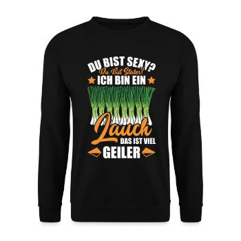 Gym DU BIST STEILER BIN EIN LAUCH DAS IST GEILER - Unisex Pullover - Schwarz - Vorne - Alina (178cm) & Michal (187cm)