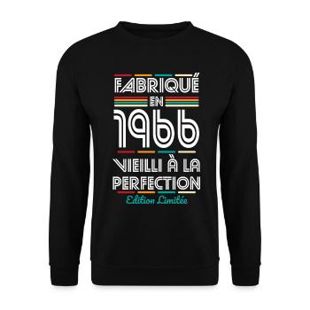 1966 – Made – Aged to perfection - Unisex Sweatshirt - black - Front - Alina (178cm) & Michal (187cm)
