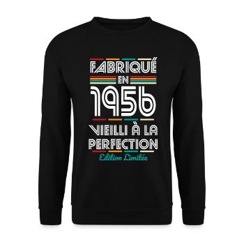 1956 – Made – Aged to perfection - Unisex Sweatshirt - black - Front - Alina (178cm) & Michal (187cm)