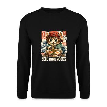 Send Noods Kawaii Neko Ramen Cat Noodle Anime - Unisex Sweatshirt - black - Front - Alina (178cm) & Michal (187cm)