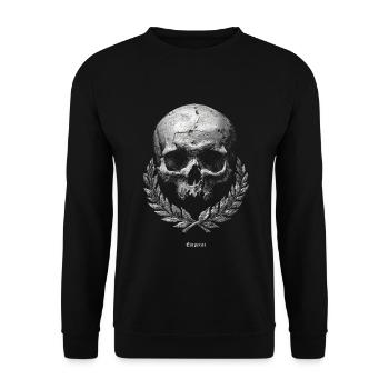 Schädel mit Lorbeer – Dunkles Vintage - Unisex Pullover - Schwarz - Vorne - Alina (178cm) & Michal (187cm)
