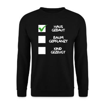 Maison construite (plantée dans un arbre, enfant engendré) blanche - Sweat-shirt Unisexe - noir - Devant - Alina (178cm) & Michal (187cm)