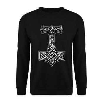 Mjölnir Wikinger Knotensymbol - Unisex Pullover - Schwarz - Vorne - Alina (178cm) & Michal (187cm)