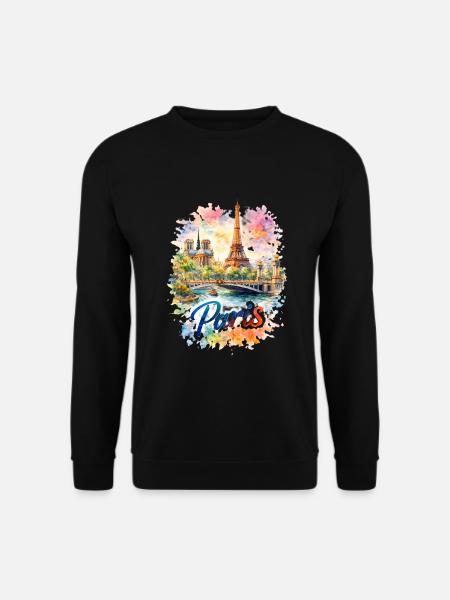 Silhouette aquarelle de Paris - Sweat-shirt Unisexe - noir