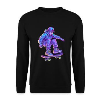 Neon Vapor Skateboarder - Unisex Sweatshirt - black - Front - Alina (178cm) & Michal (187cm)