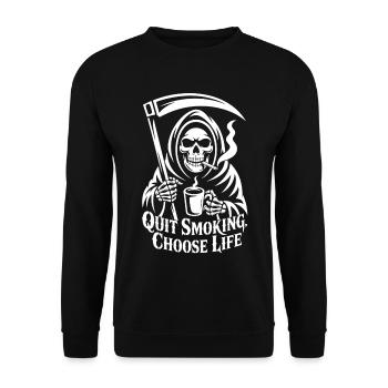 Quit Smoking Choose Life – Dark Humor - Unisex Pullover - Schwarz - Vorne - Alina (178cm) & Michal (187cm)