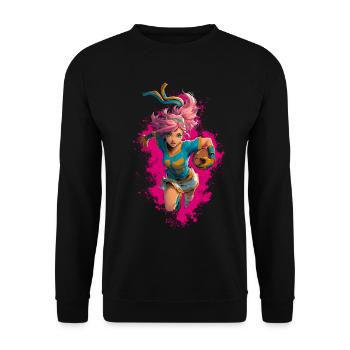 Football Girl Anime - Unisex Sweatshirt - black - Front - Alina (178cm) & Michal (187cm)