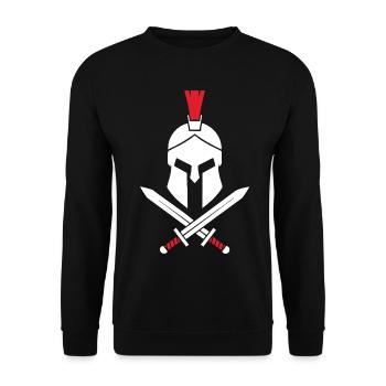 Logo Spartiate Épées Croisées Mascotte Spartan - Sweat-shirt Unisexe - noir - Devant - Alina (178cm) & Michal (187cm)
