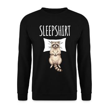 Raccoon Sleep Shirt - Unisex Sweatshirt - black - Front - Alina (178cm) & Michal (187cm)