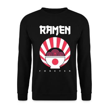 Retro Forever Japanisches Ramen-Shirt - Unisex Pullover - Schwarz - Vorne - Alina (178cm) & Michal (187cm)